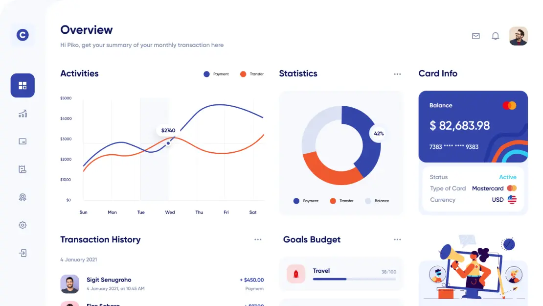 image of overview with statistic data